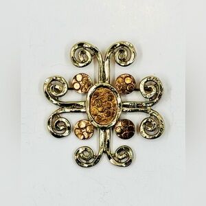 Vintage Signed ART Arthur Pepper Silver & Copper Filagree Maltese Cross Brooch